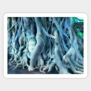 Buddha in Tree Roots Sticker